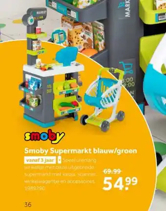 Intertoys Smoby Supermarkt bluaw/groen aanbieding