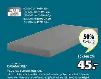 Jysk Dreamzone plus F30 Schuimmatras 80x200cm aanbieding