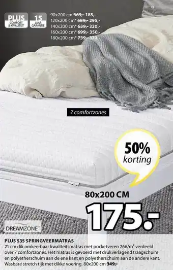 Jysk Plus S35 Springveermatras aanbieding