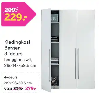 Leen Bakker Kledingkast bergen 3-deurs aanbieding