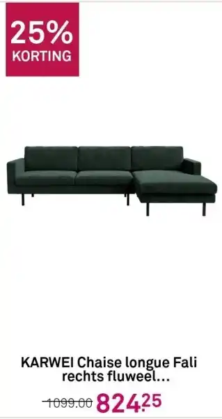 Karwei Chaise longue Fali rechts fluweel... aanbieding