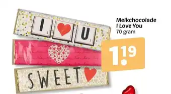 Wibra Melkchocolade I Love You aanbieding