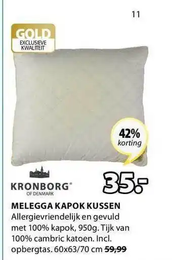 Jysk Melegga Kapok Kussen aanbieding