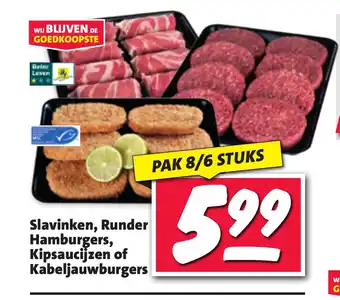 Nettorama Slavinken, Runder Hamburgers, Kipsaucijzen of Kabeljauwburgers aanbieding