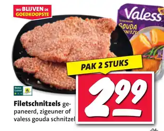 Nettorama Filetschnitzels ge-paneerd, zigeuner of valess gouda schnitzel aanbieding