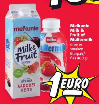 Nettorama Melkunie Milk & Fruit of Müllermilk 400 gram aanbieding