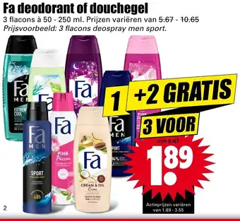 Dirk Fa deodorant of douchegel 1+2 aanbieding