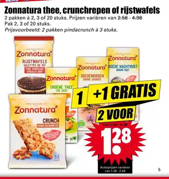 Dirk Zonnatura thee, crunchreep of rijstwafels 2*2, 3 of 20st aanbieding