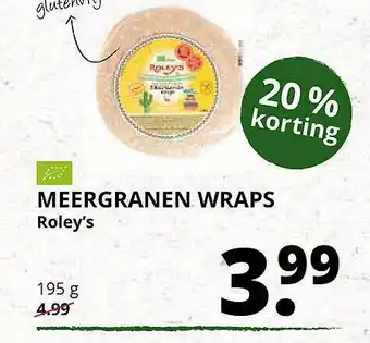 Ekoplaza Meergranen wraps roley's 20% Korting 195 g aanbieding