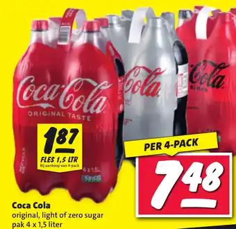 Nettorama Coca Cola original, light of zero sugar pak 4 x 1,5 liter aanbieding