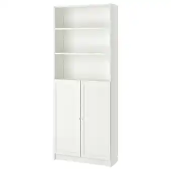 IKEA Billy / oxberg Boekenkast met deuren, wit, 80x30x202 cm aanbieding