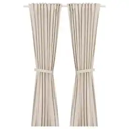 IKEA Lenda Gordijnen met embrasse, 1 paar, ecru, 140x300 cm aanbieding