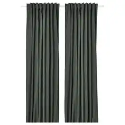 IKEA Rosenmandel Verduisterende gordijnen, 1 paar, donkergroen, 135x300 cm aanbieding