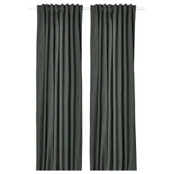 IKEA Rosenmandel Verduisterende gordijnen, 1 paar, donkergroen, 135x300 cm aanbieding