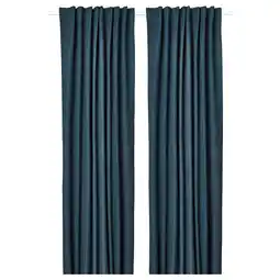 IKEA Rosenmandel Deels verduisterende gordijnen,1pr, donkerblauw, 135x300 cm aanbieding