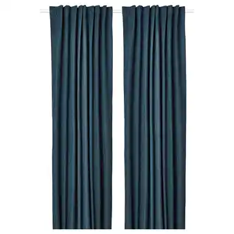IKEA Rosenmandel Deels verduisterende gordijnen,1pr, donkerblauw, 135x300 cm aanbieding