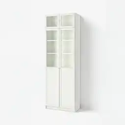 IKEA Billy / oxberg Boekenkast bovendeel/pan-/vitrdeur, wit/glas, 80x42x237 cm aanbieding