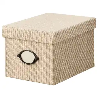 IKEA Kvarnvik Doos met deksel, beige, 18x25x15 cm aanbieding