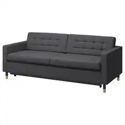 IKEA Landskrona 3-zits slaapbank, Gunnared donkergrijs/hout aanbieding