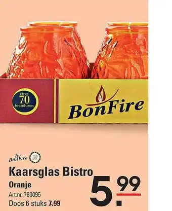 Sligro Bonfire kaarsglas bistro oranje aanbieding