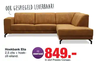 Budget Home Store Hoekbank Elia Cognac 2,5 zits + hoek-zit-eiland aanbieding