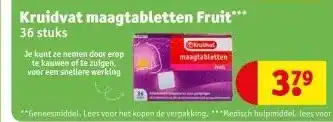 Kruidvat Kruidvat maagtabletten Fruit*** 36 stuks aanbieding
