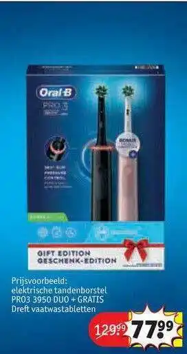 Kruidvat Oral-B Elektrische Tandenborstel Pro3 3950 Duo aanbieding