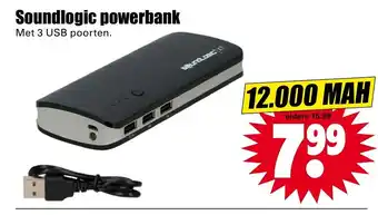 Dirk Soundlogic Powerbank 12000mAh aanbieding