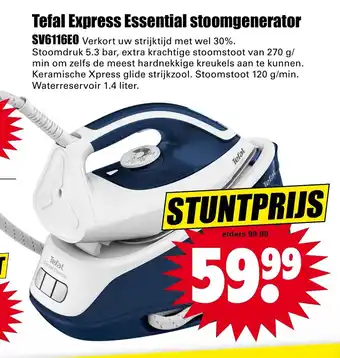 Dirk Tefal Express Essential stoomgenerator | SV6116E0 aanbieding