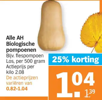 Albert Heijn Alle AH Biologische pompoenen aanbieding