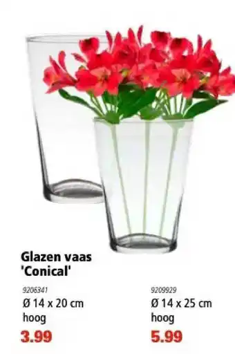 Marskramer Glazen vaas 'conical' aanbieding