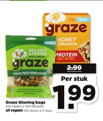 PLUS Graze Sharing Bags 104-128 gram per zak aanbieding