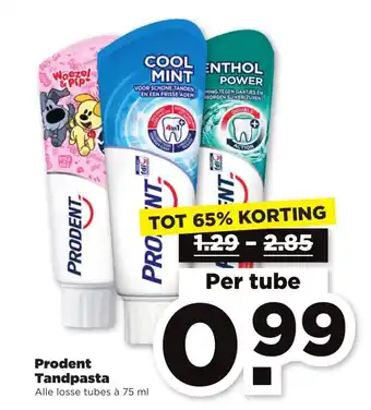 PLUS Prodent Tandpasta 75ml per tube aanbieding