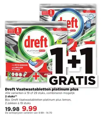 PLUS Dreft Vaatwastabletten Platinum Plus 2 stuks aanbieding