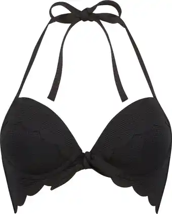 Bol.com Hunkemöller Dames Badmode Voorgevormde push-up beugel bikinitop Scallop Cup A - E - Zwart - maat B70 aanbieding