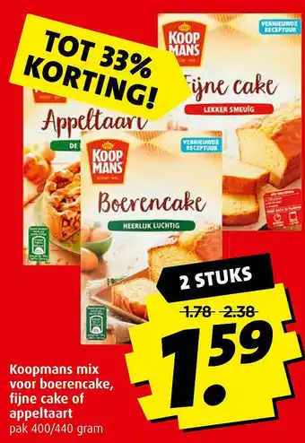 Boni Koopmans mix voor boerencake, fijne cake of appeltaart aanbieding