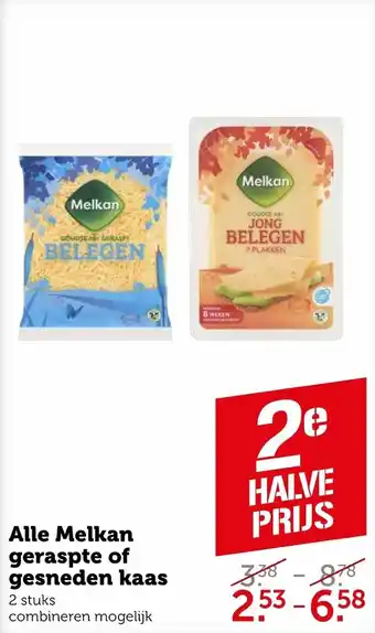 Coop Alle melkan geraspte of gesneden kaas aanbieding