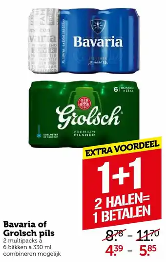 Coop Bavaria of Grolsch 330ml 2*6-pack aanbieding