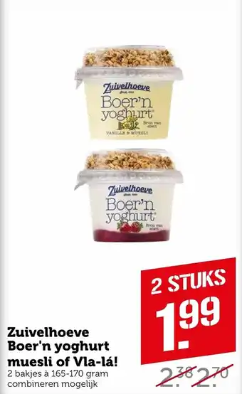 Coop Zuivelhoeve boer'n yoghurt muesli of vla-la aanbieding