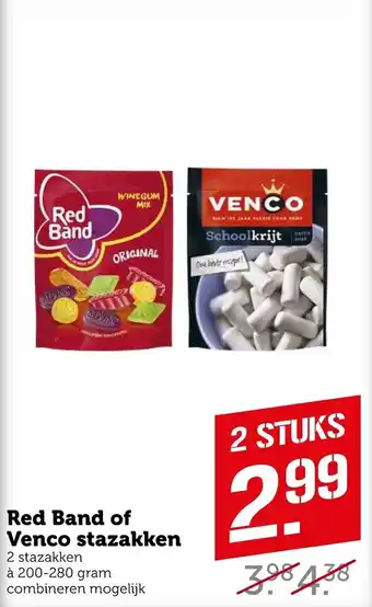 Coop Red band of venco stazakken 200-280 gram aanbieding