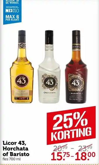 Coop Licor 43, horchata of baristo 700 ml aanbieding