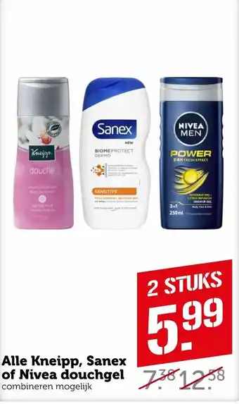 Coop Alle kneipp, sanex of nivea douchgel aanbieding