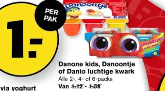 Hoogvliet Danone kids, Danoontje of Danio luchtige kwark 2-/4-/6-packs aanbieding