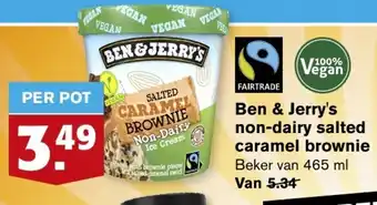 Hoogvliet Ben & Jerry's non-dairy salted caramel brownie 465ml aanbieding