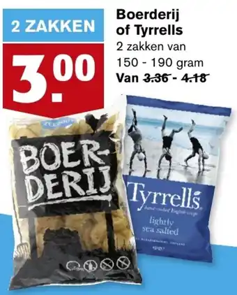 Hoogvliet Boerderij of Tyrrells 2*150-190g aanbieding