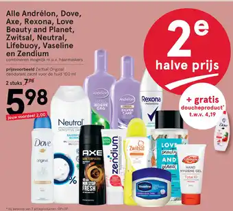 Etos Alle Andrélon, Dove, Axe, Rexona, Love Beauty and Planet, Zwitsal, Neutral, Lifebuoy, Vaseline en Zendium aanbieding