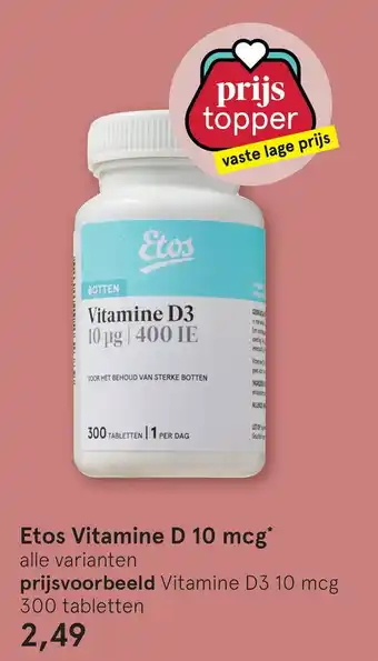 Etos Etos Vitamine D 10 mcg aanbieding