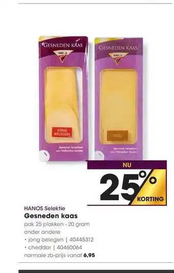 HANOS Hanos Selektie Gesneden Kaas 20gram aanbieding