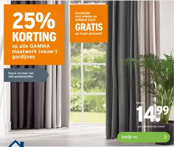 GAMMA Op Alle Gamma Maatwerk (Vouw-) Gordijnen aanbieding