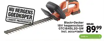 GAMMA Black+Decker 18V heggenschaar GTC1845L20-QW incl. accu+lader aanbieding